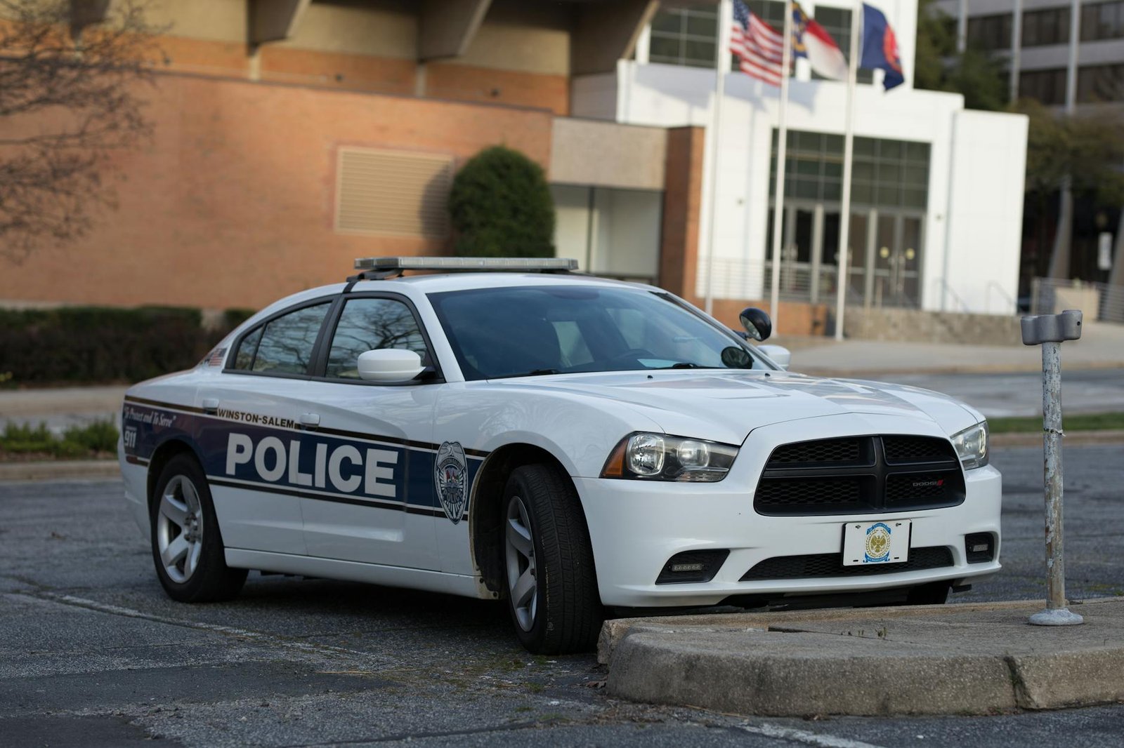 a parked police car