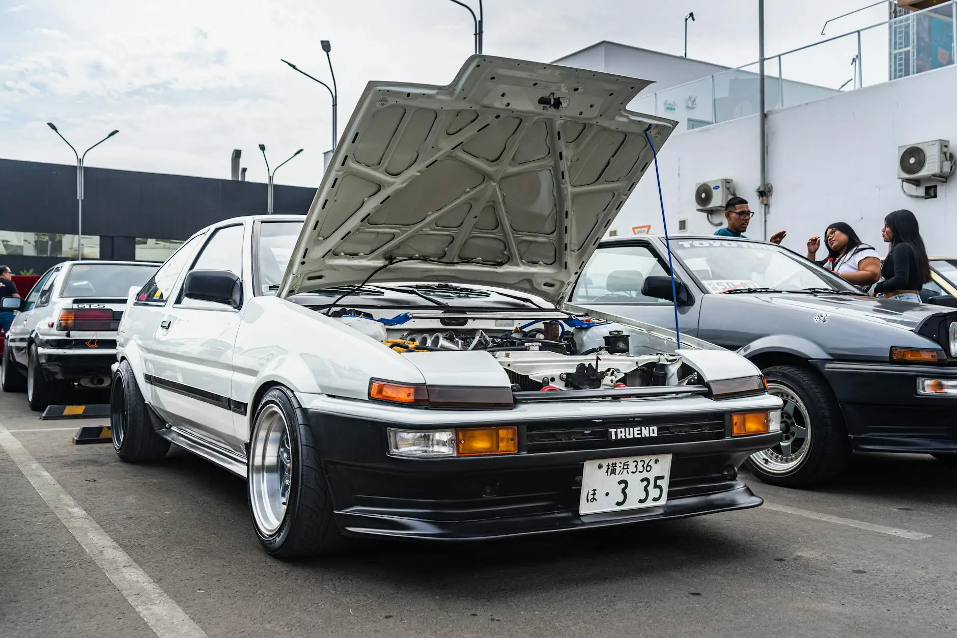 white toyota sprinter trueno with an open hood