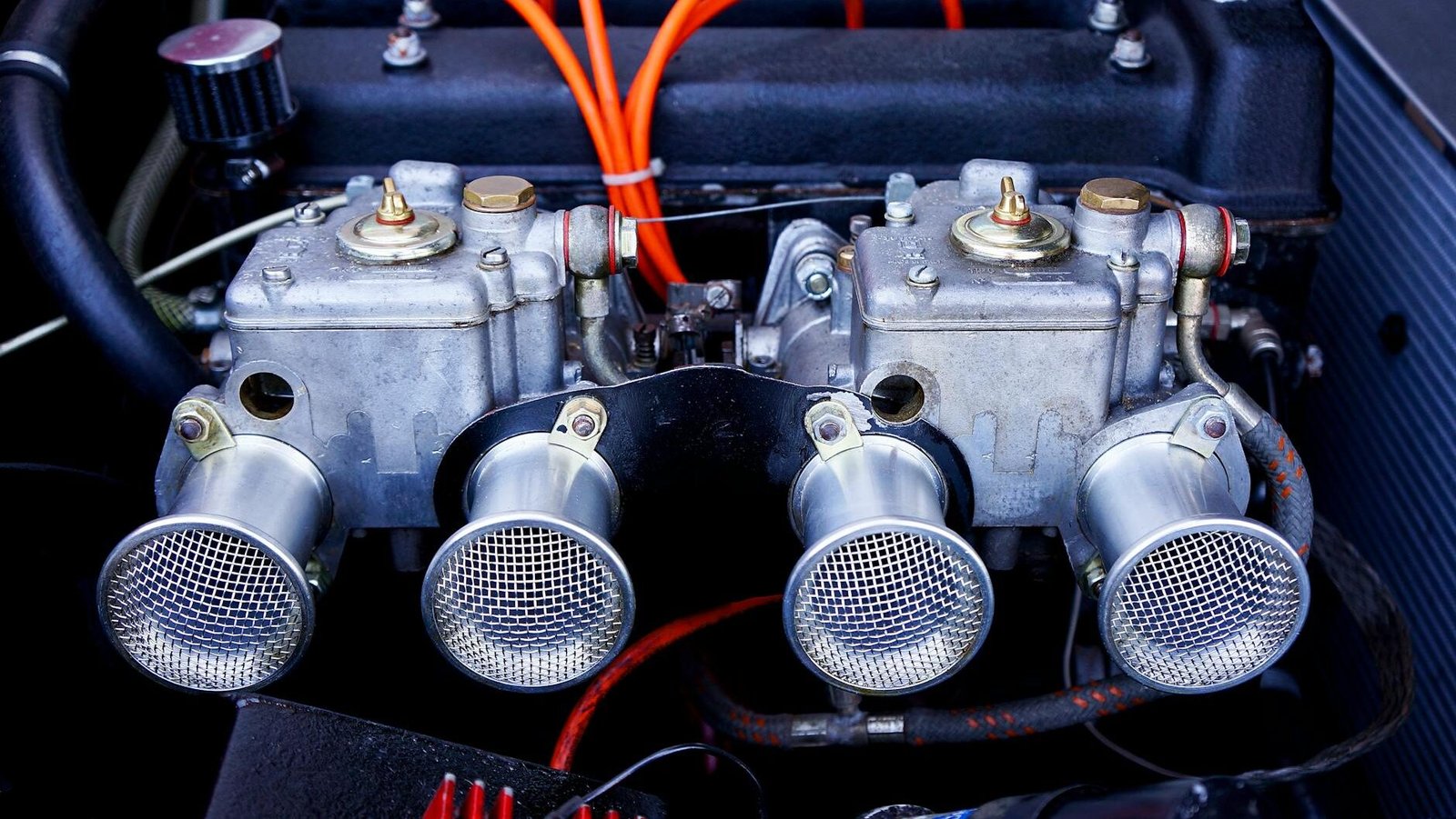a stainless steel car engine in close up shot