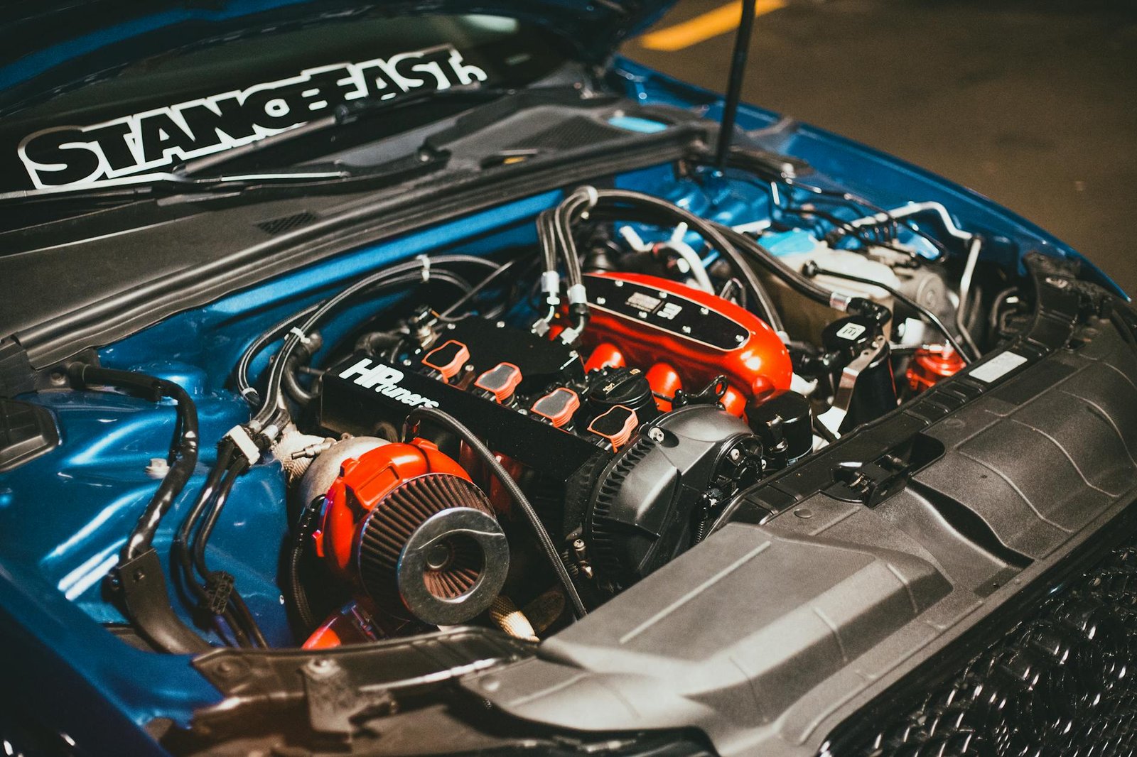 engine bay of an audi