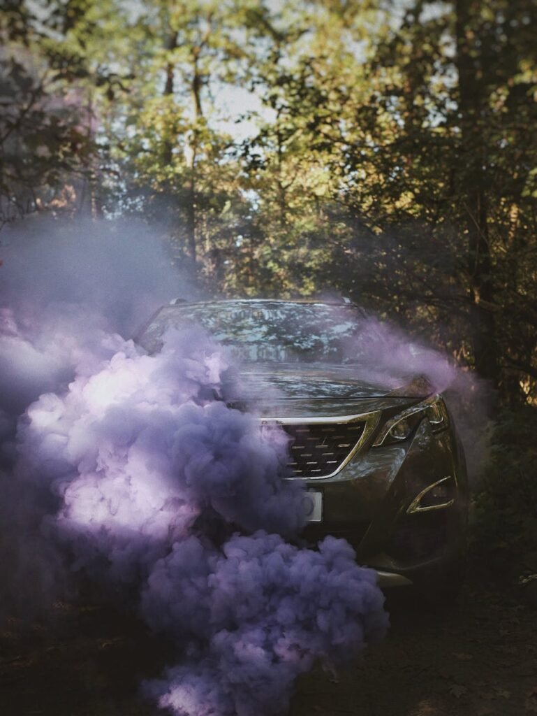 purple smoke coming out from peugeot puretech